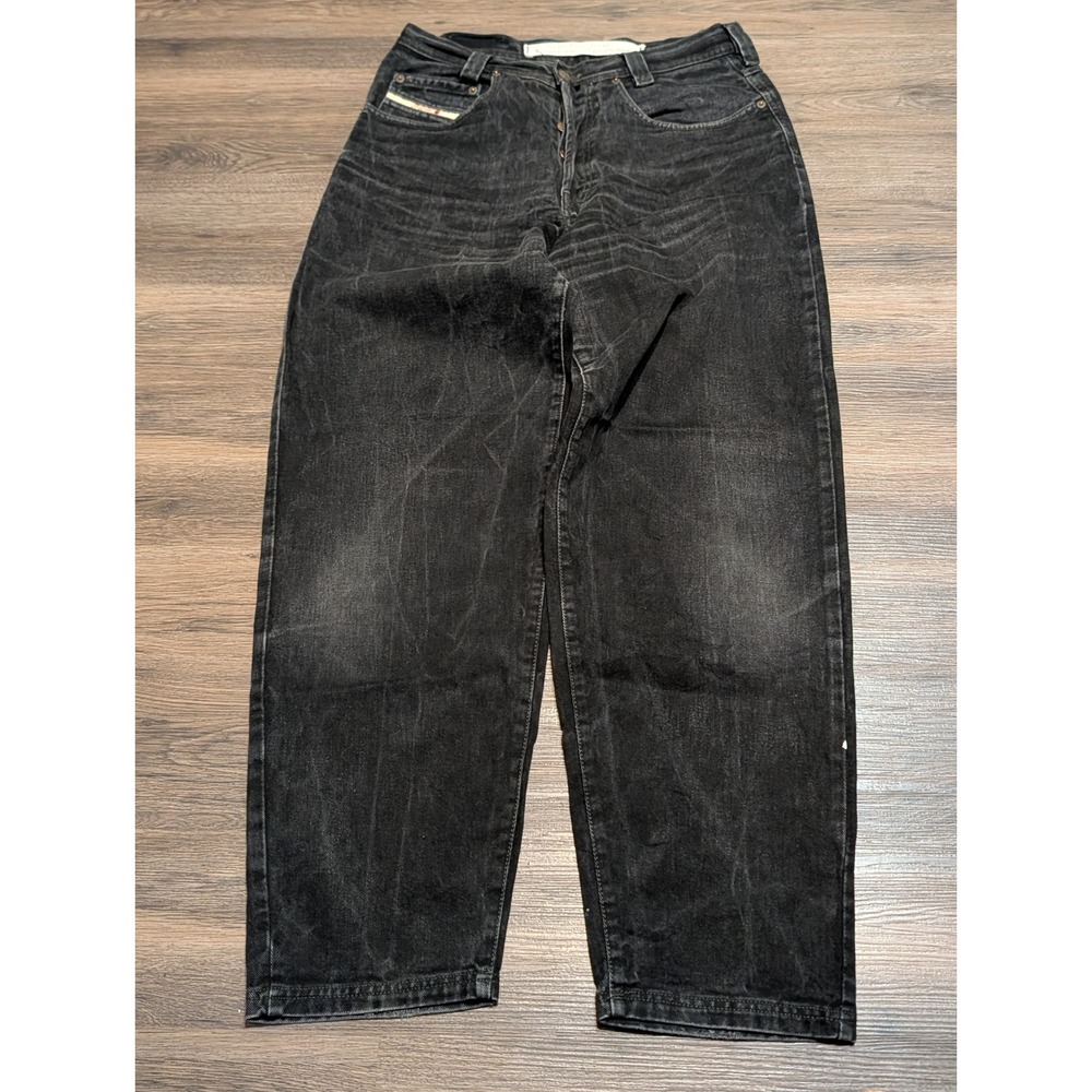 Diesel Saddle 33 Faded Black Baggy Barrel JeansTapered Button Fly Made in Italy